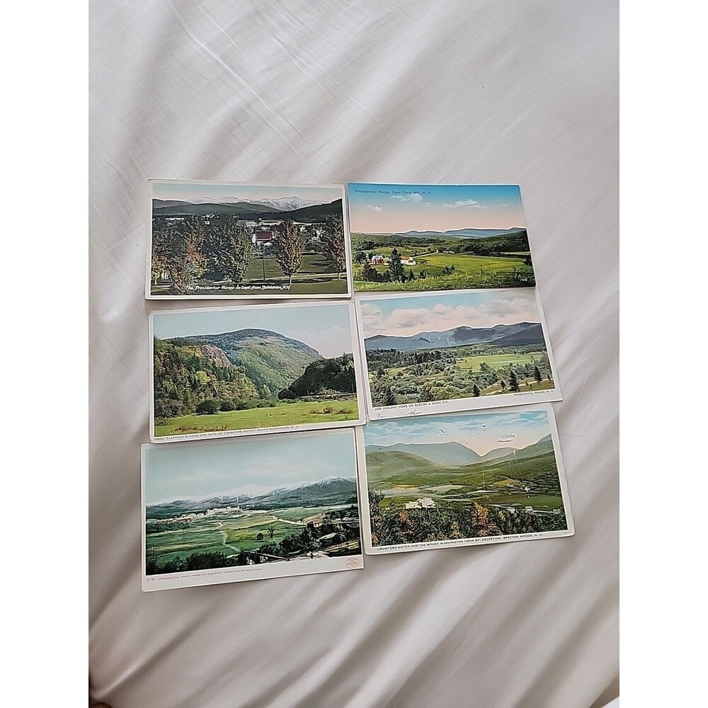 6 Vtg White Mountains Postcards Presidential Range NH ME Bethlehem New England